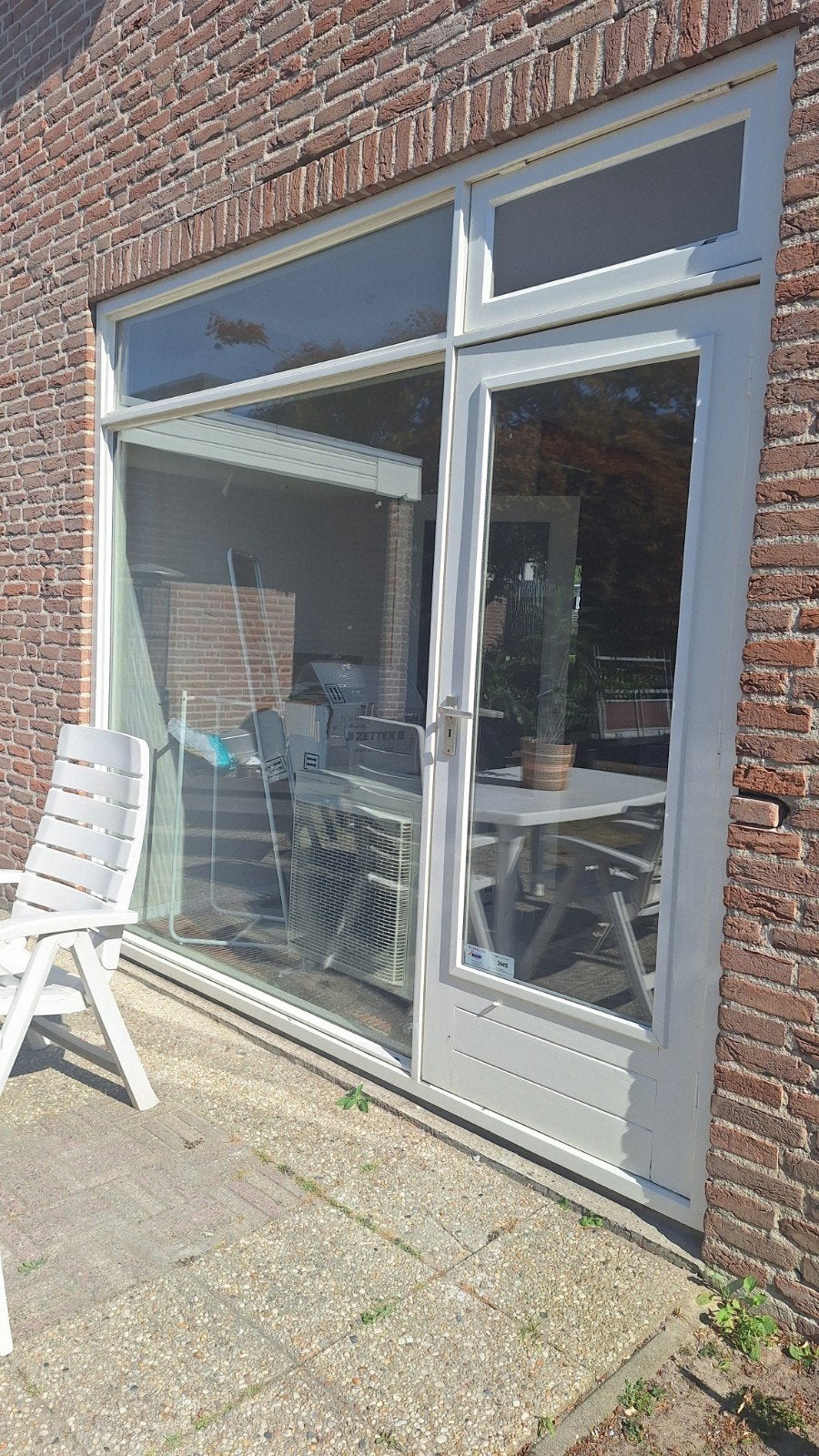 Grote glazen pui met deur, dubbelglas, Ophalen, Gevelraam of Ruit, Gebruikt, 160 cm of meer