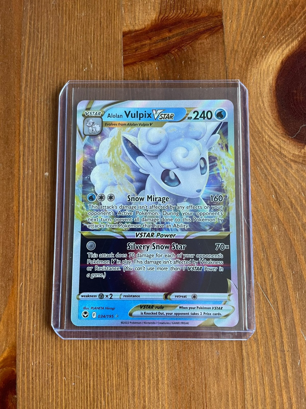 Alolan Vulpix VSTAR holo 34/195 Silver Tempest - NM, Ophalen of Verzenden, Zo goed als nieuw, Losse kaart, Foil
