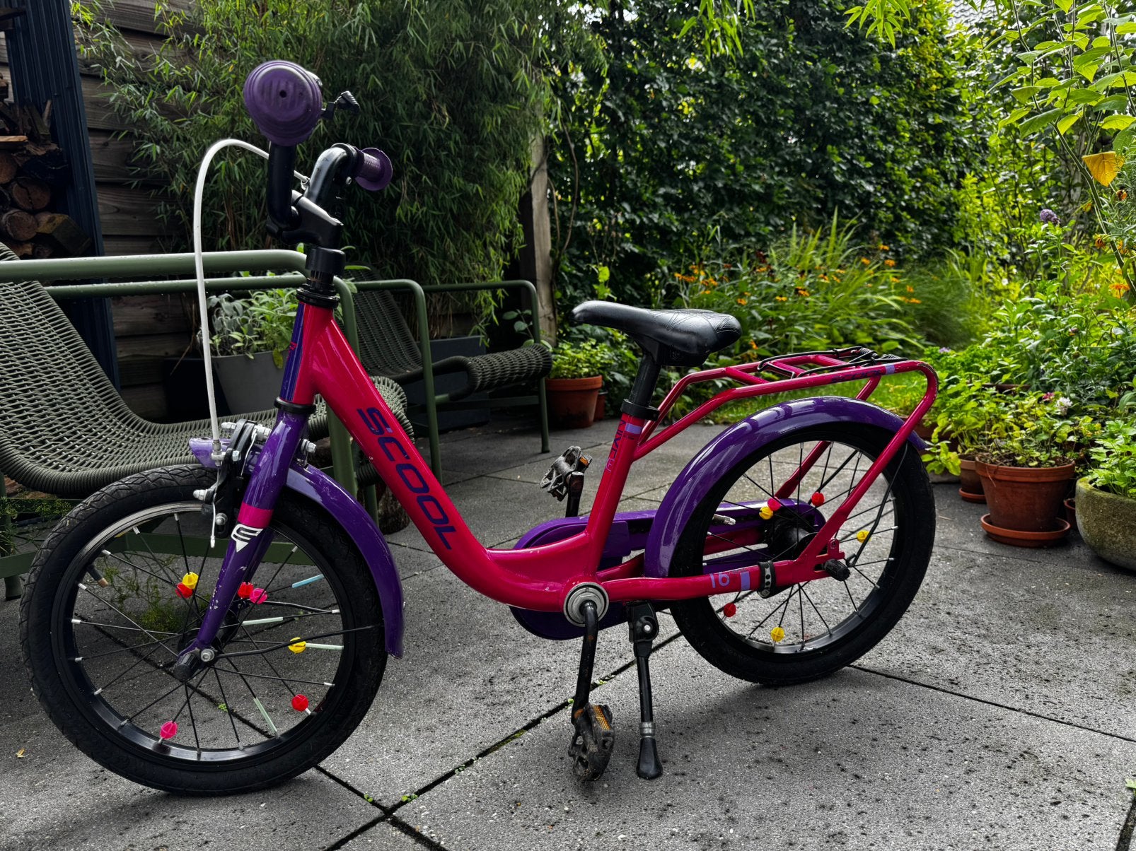 S’cool kinderfiets 3-6 jaar meiden 16 inch model NiXe, Ophalen, Gebruikt, Terugtraprem, 16 tot 20 inch