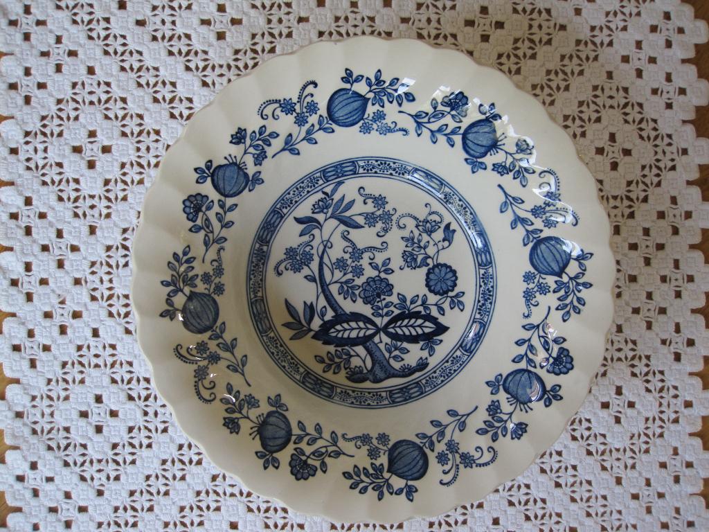 Fraaie Engelse Blue Onion schaal, handgemaakt 1982, Antiek en Kunst, Ophalen of Verzenden
