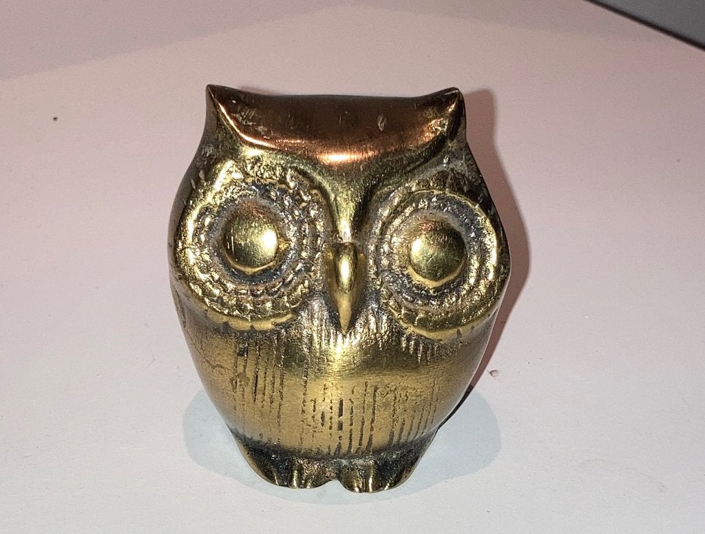 Bronzen uil vintage beeldje, Ophalen of Verzenden, Brons