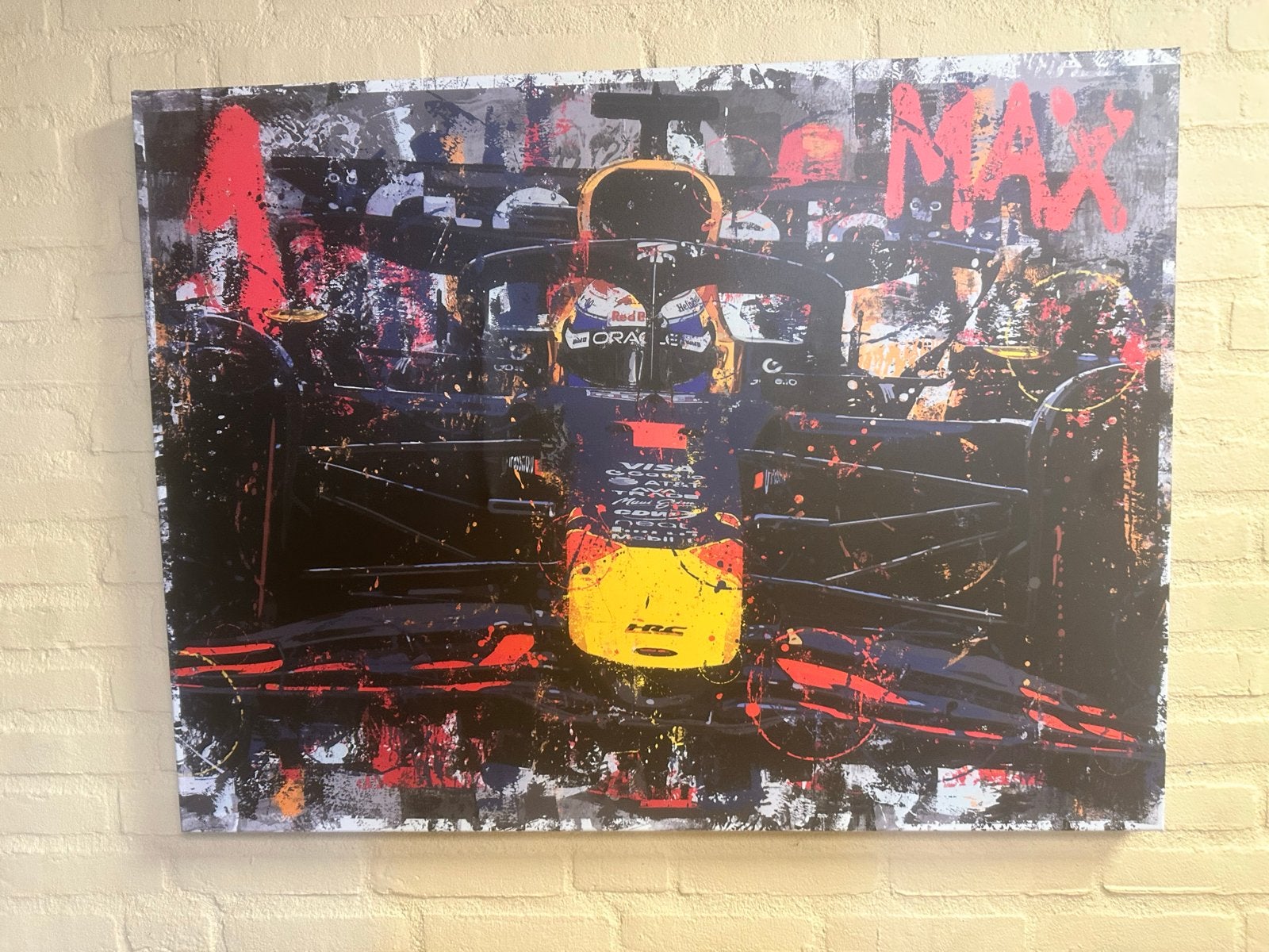 Max Verstappen F1 Red Bull Racing Schilderij, Print, Overige materialen, Op houten frame, Ophalen