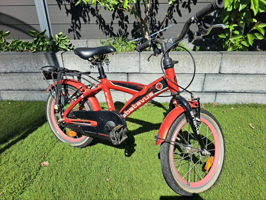 Batavus Snake 16", rood, Ophalen, Terugtraprem, Gebruikt, Handrem