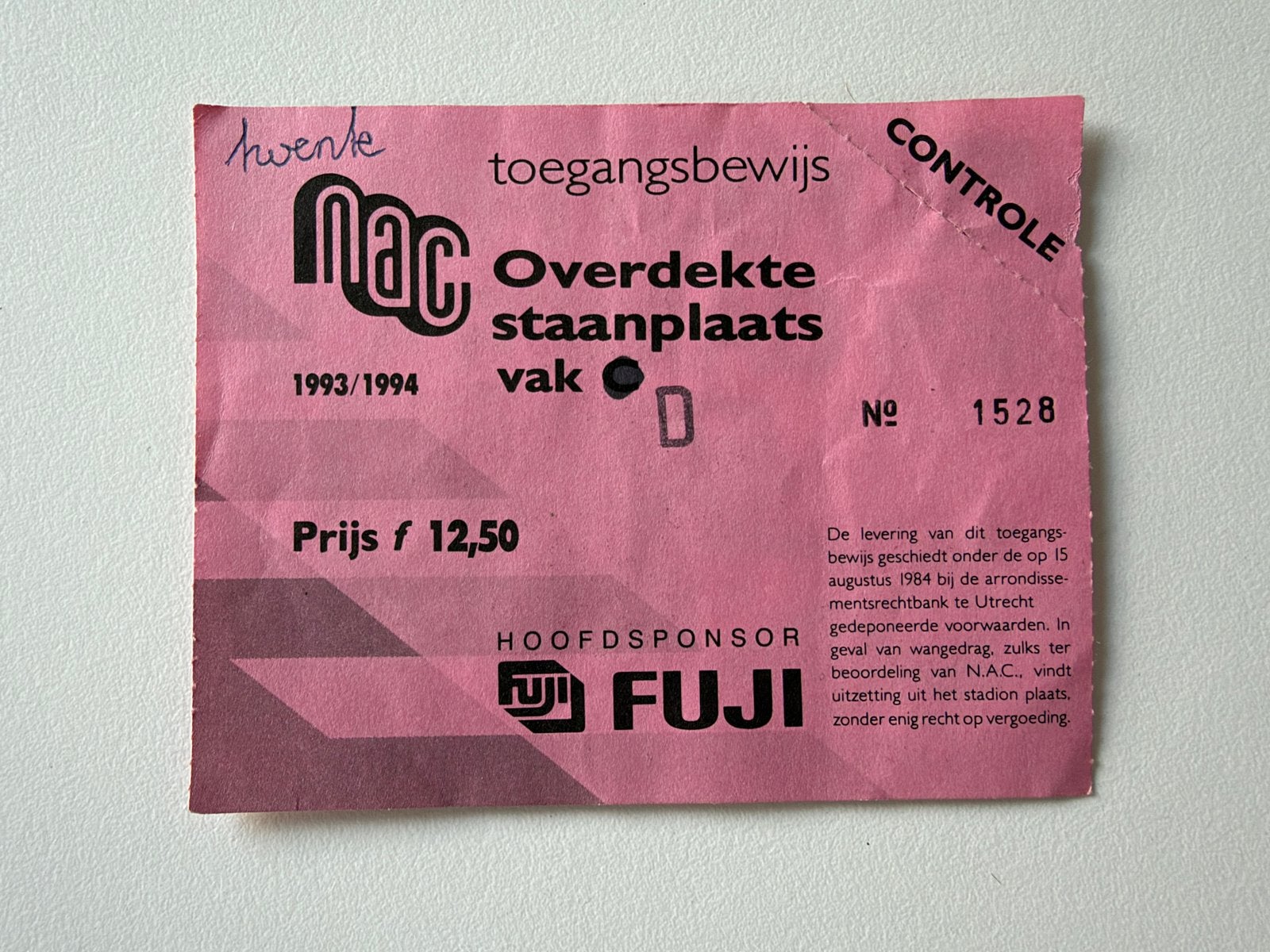 Ticket NAC-FC Twente 93/94, Ophalen of Verzenden, Zo goed als nieuw, F.C. Twente, Overige typen