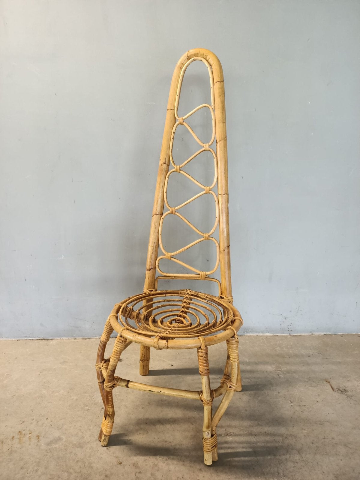 Italiaanse bamboe rotan high back stoel | jaren ‘50-‘60, Ophalen