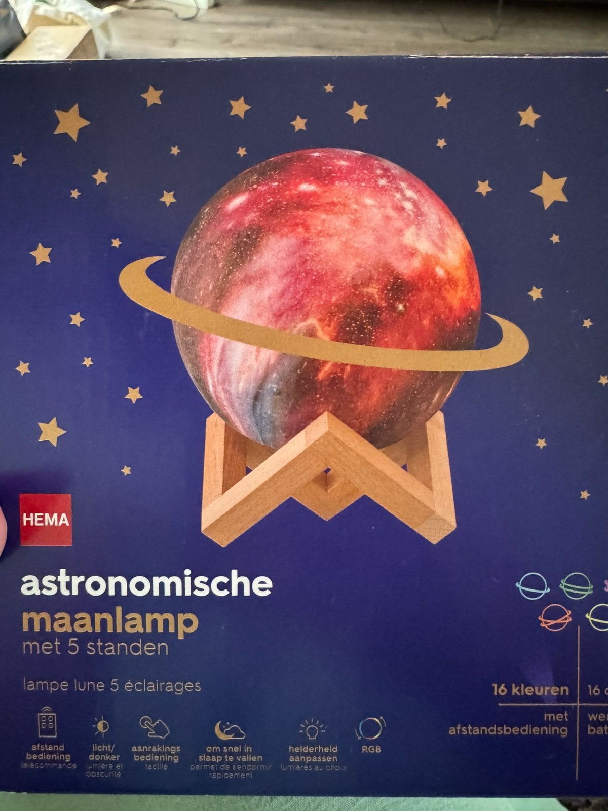 Astronomische maandlamp Hema met 5 standen, Inclusief standaard, Ophalen of Verzenden, Zo goed als nieuw, Hema
