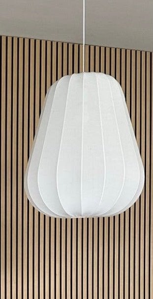 Witte stoffen Japandi hanglamp - 60x45 cm, Ophalen, Nieuw, Textiel