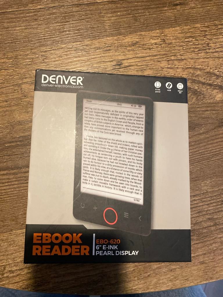 Denver EBO-620 E-reader nieuw uit verpakking, Ophalen of Verzenden, Zo goed als nieuw, 6 inch of minder, 4 GB of minder