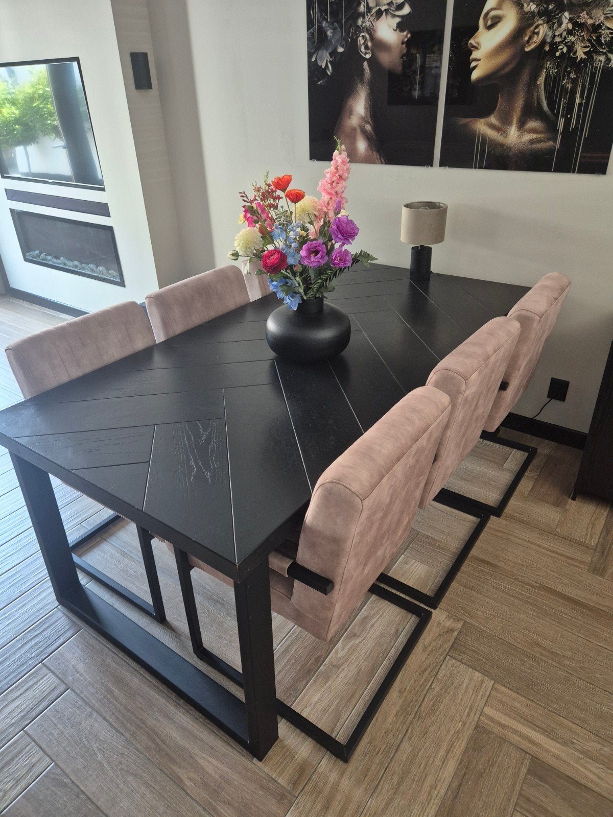 Massief eiken eettafel visgraat 200x100cm, Huis en Inrichting, Tafels | Eettafels, Ophalen, Rechthoekig, 200 cm of meer, 50 tot 100 cm