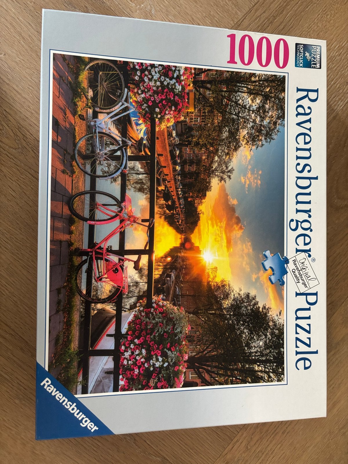 Ravensburger Legpuzzel 1000 stukjes - Zonsondergang Gracht, Ophalen of Verzenden, 500 t/m 1500 stukjes, Zo goed als nieuw, Legpuzzel