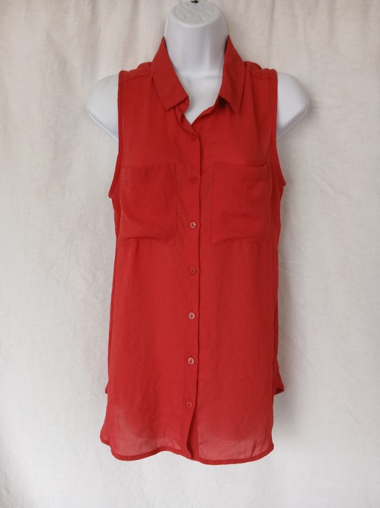 Luchtige rode mouwloze blouse mt 34 merk Divided, ., Ophalen of Verzenden, Zo goed als nieuw, .