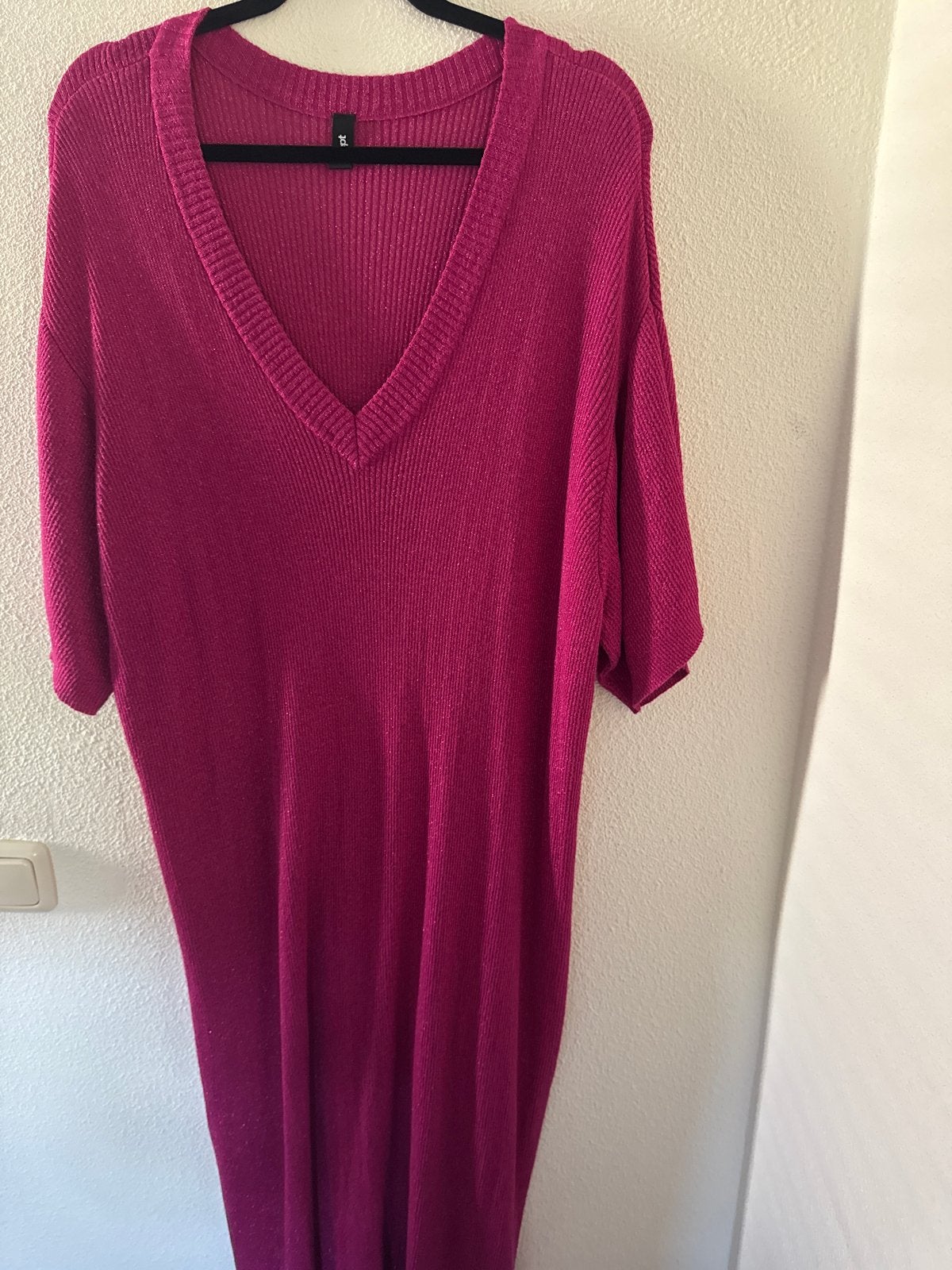 Eksept gebreide jurk fuchsia V-hals 3XL, Maat 46/48 (XL) of groter, Ophalen of Verzenden, Zo goed als nieuw, Roze