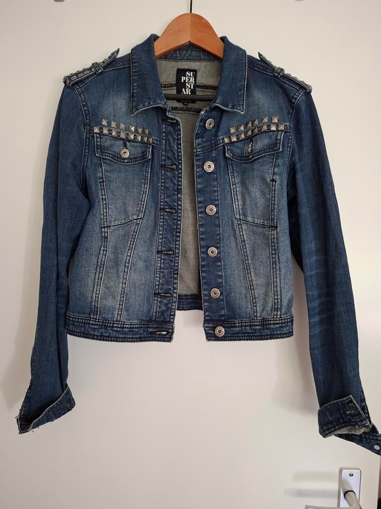 Superstar spijkerjack mt. M met studs, Maat 38/40 (M), Blauw, Ophalen of Verzenden, Zo goed als nieuw