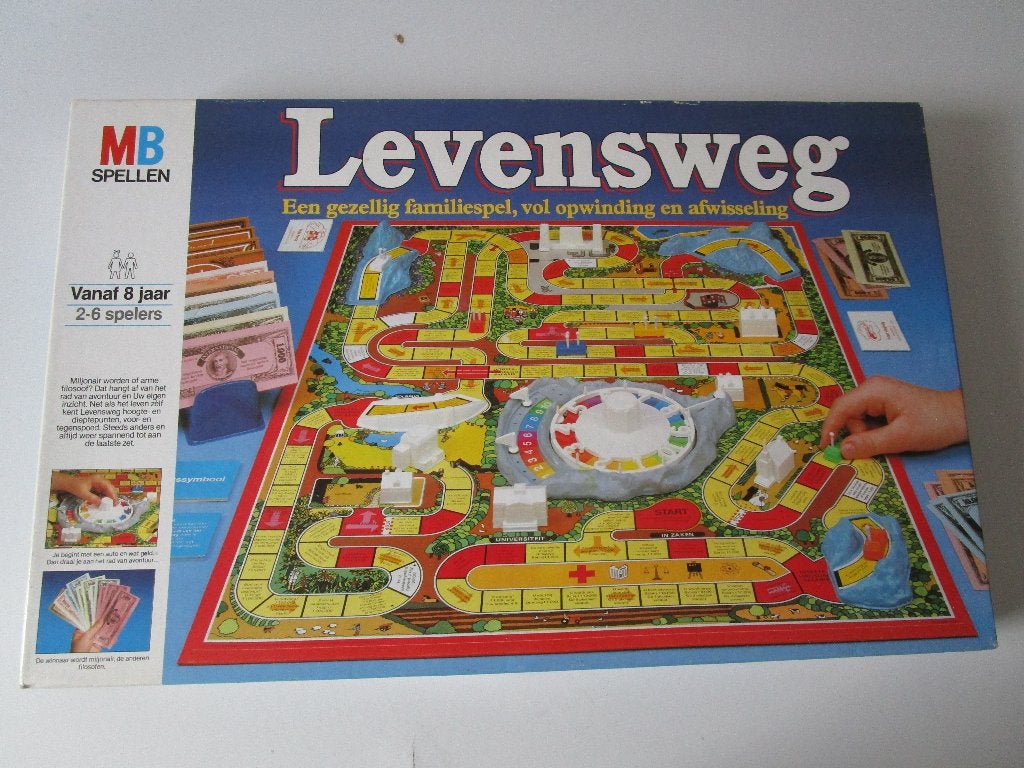 Levensweg, gezellig familiespel van MB., Hobby en Vrije tijd, Gezelschapsspellen | Bordspellen, Ophalen of Verzenden, Gebruikt