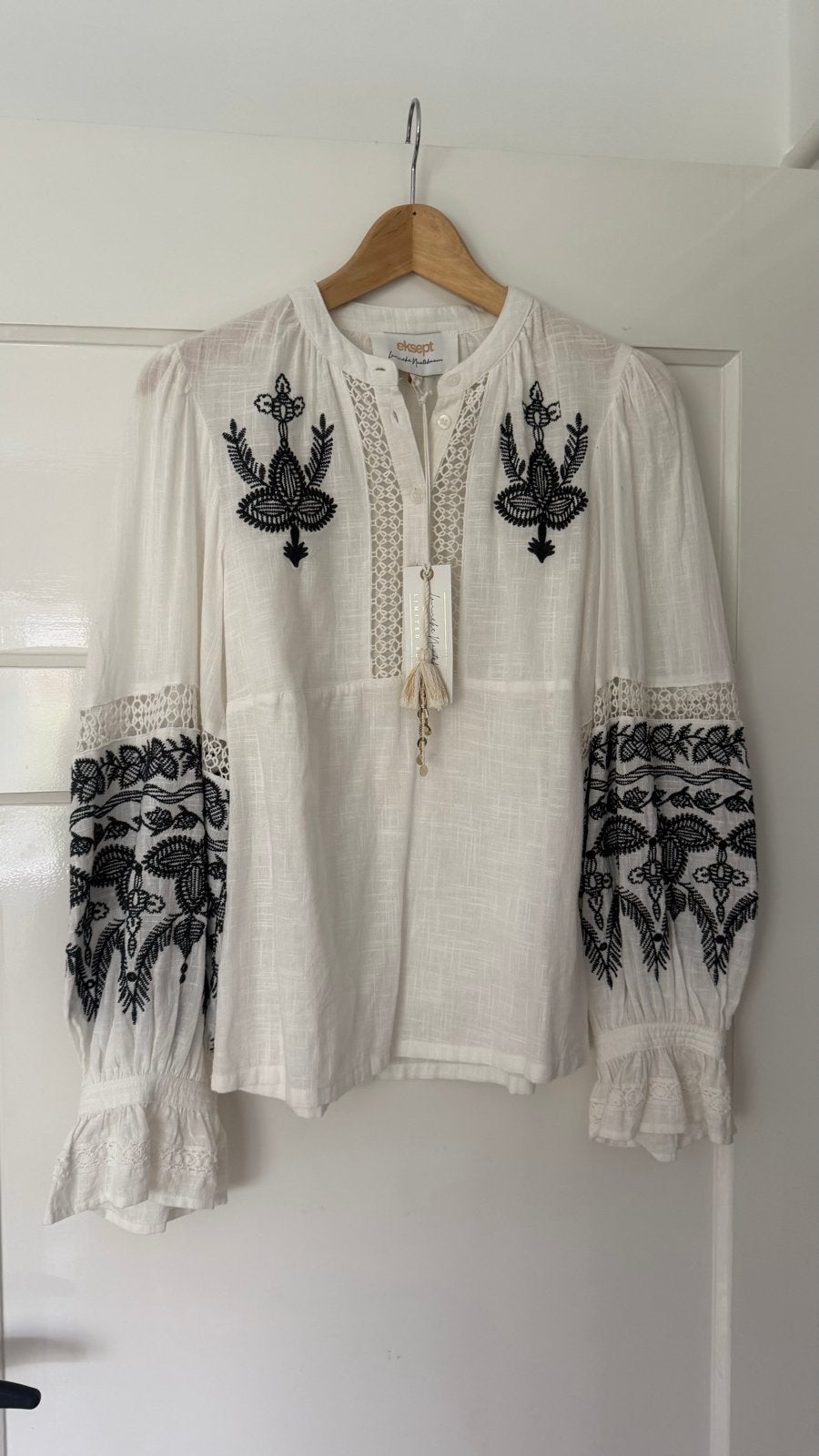 Lonneke Nootenboom Witte Katoenen Blouse Linnen Look, Ophalen of Verzenden, Nieuw, Wit