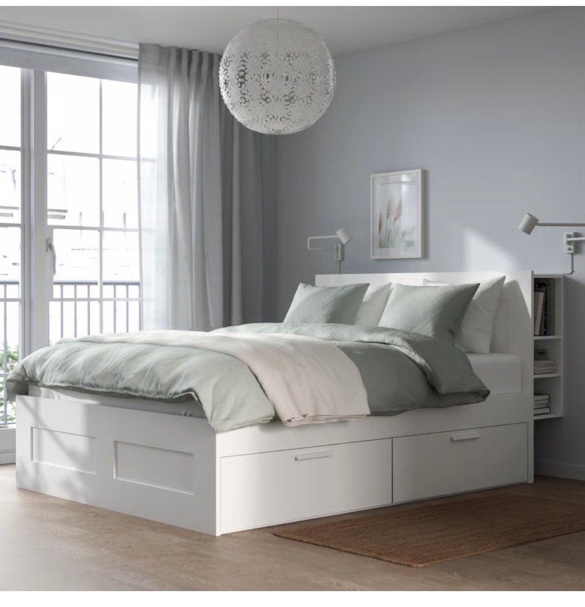 Ikea Brimnes bed 140x200 met lattenbodem, Huis en Inrichting, Ophalen, Gebruikt, Wit, Tweepersoons