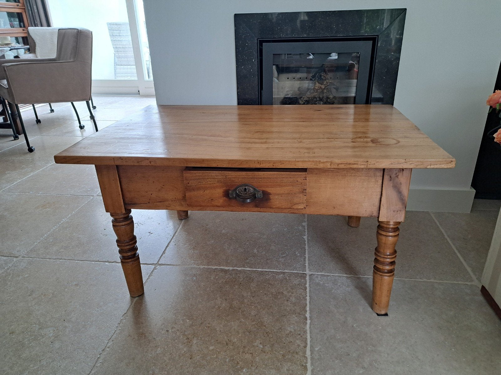 Mooie antieke salontafel (kersenhout), Huis en Inrichting, Tafels | Salontafels, Gebruikt, 100 tot 150 cm, 50 tot 75 cm, 50 tot 100 cm