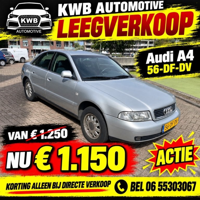Audi A4 Limousine 1.8 5V Advance Inruilauto Meeneemprijs, Voorwielaandrijving, 125 pk, Origineel Nederlands, Handgeschakeld