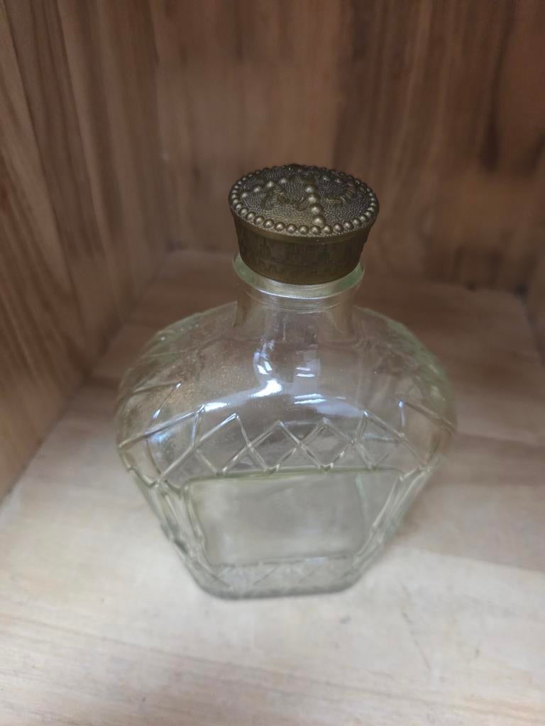 Glazen flesje met metalen dop, Antiek en Kunst, Ophalen of Verzenden