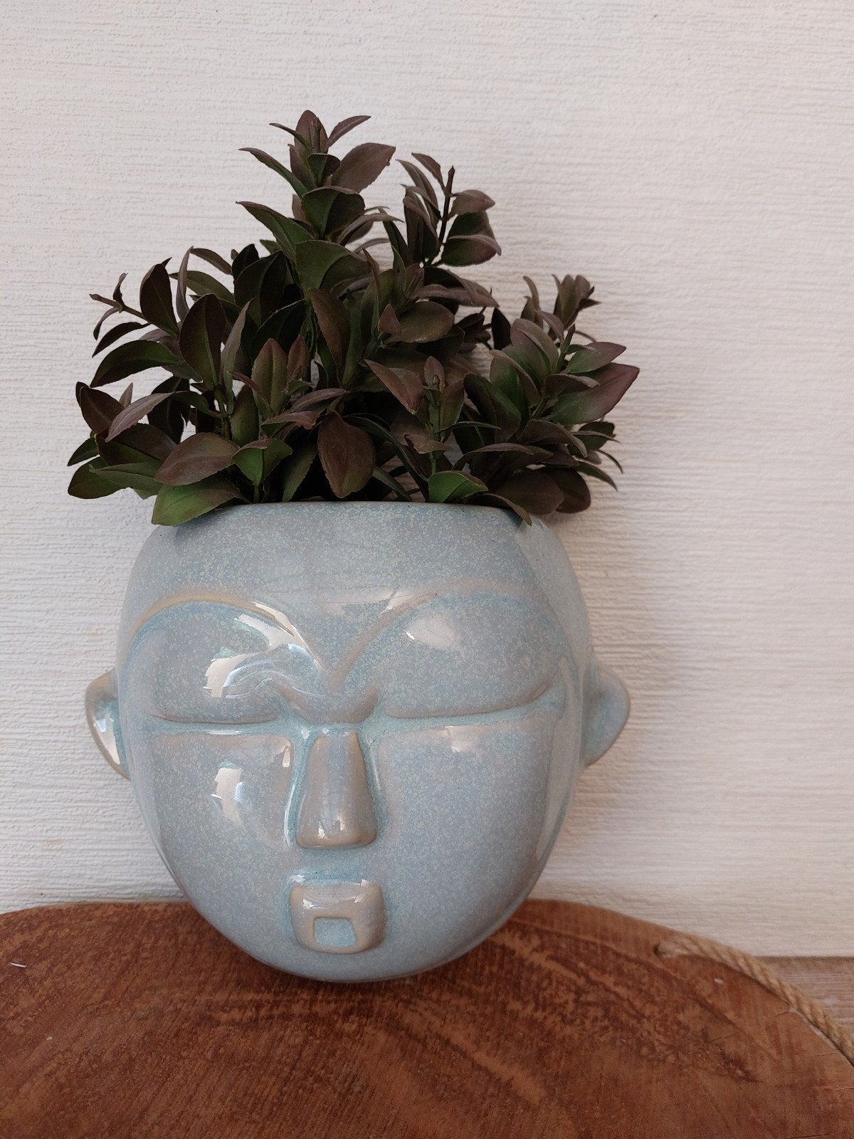 keramieke wandpot vaas masker, Ophalen of Verzenden, Grijs