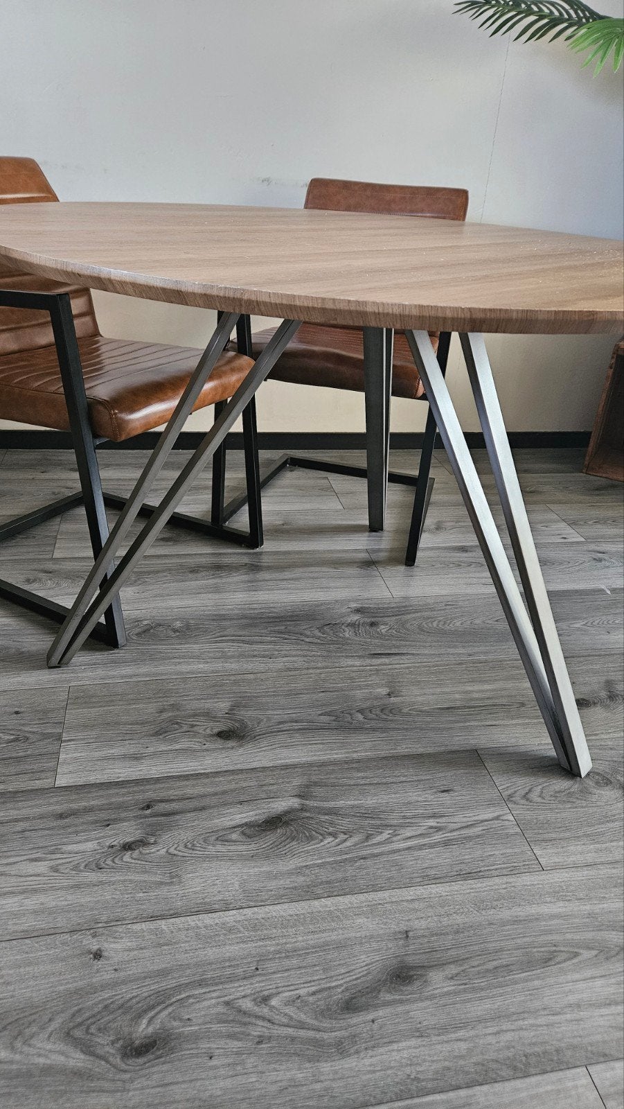 Moderne Eettafel Rond Hout (mdf) met Metalen Poten, Gebruikt, Modern, Industrieel, Rond, Vier personen