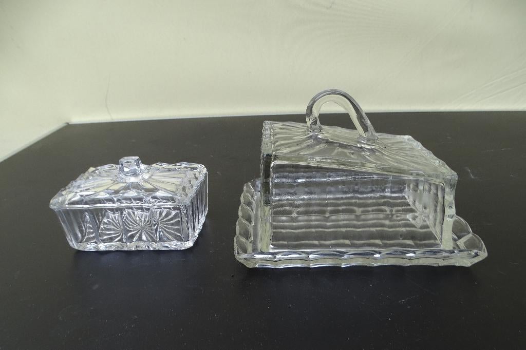 Kaasstolp en botervloot, glas, Ophalen of Verzenden
