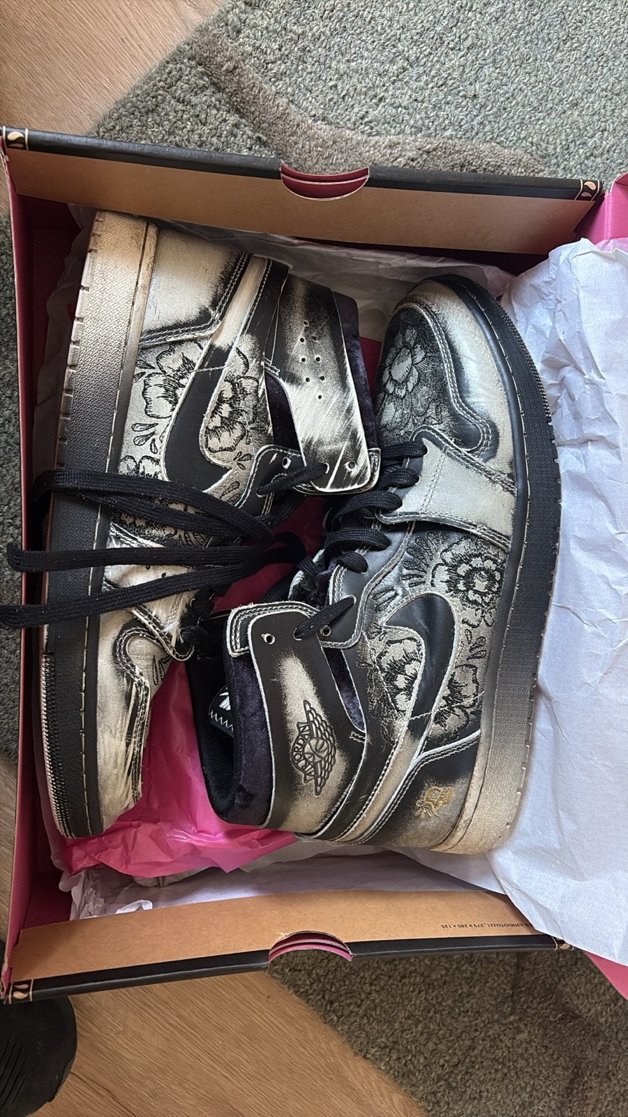 Nike Air Jordan 1 Zoom CMFT 2 PRM 'Día de Muertos', Ophalen of Verzenden, Zo goed als nieuw, Zwart, Sneakers of Gympen