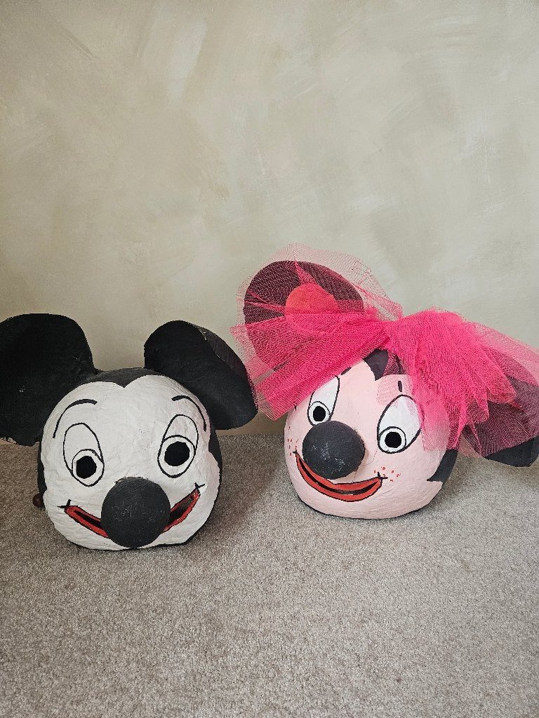 2 handgemaakte Mickey & Minnie Mouse kindermaskers, Ophalen of Verzenden, Mickey Mouse, Gebruikt, Overige typen