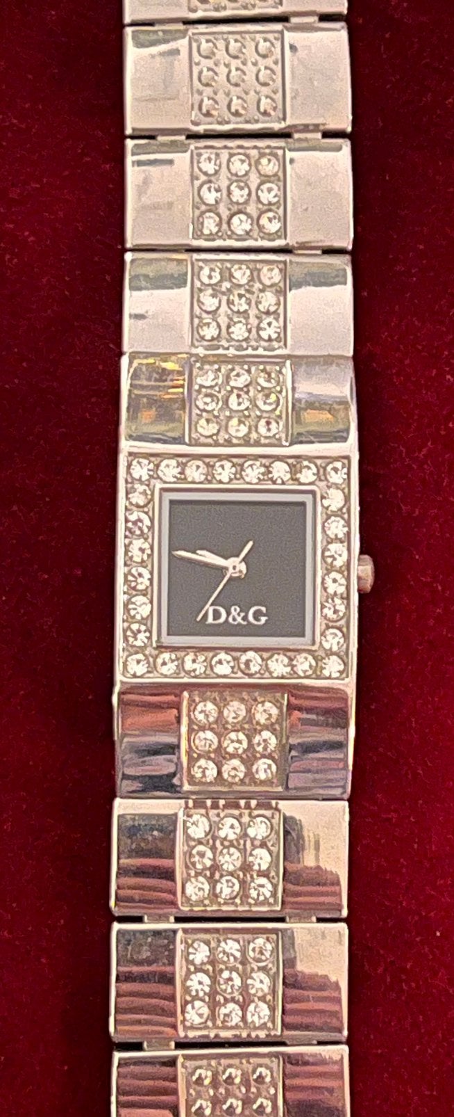 D&G time Dames horloge met strass steentjes, Staal, Polshorloge, Ophalen of Verzenden, Zo goed als nieuw
