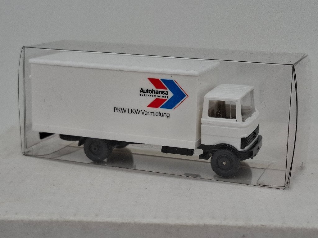 Mercedes LP809 bakwagen Autohansa Autoverhuur - Wiking 1/87, Verzenden, Zo goed als nieuw, Bus of Vrachtwagen, Wiking