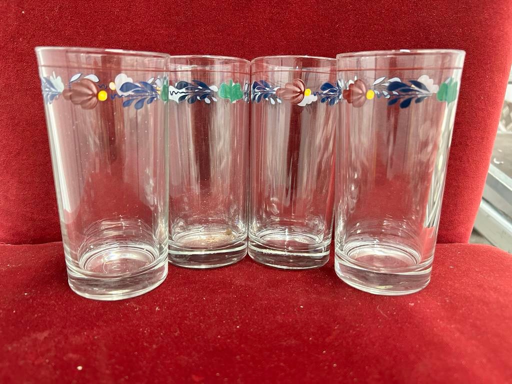 Boerenbont longdrink glazen modern 4 stuks, Huis en Inrichting, Keuken | Servies, Glas of Glazen, Div, Ophalen of Verzenden, Div