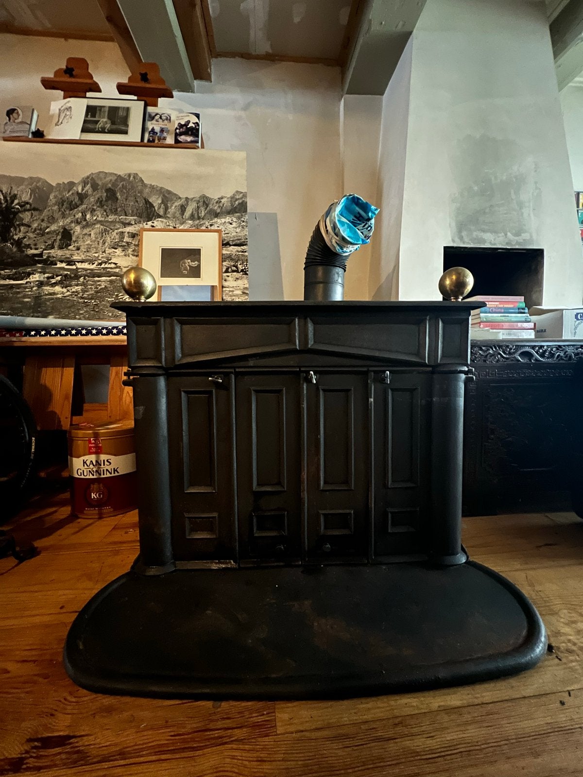Antieke Franklin Stove Houthaard - Zware Kwaliteit, Ophalen, Gebruikt, Vrijstaande haard, Houthaard