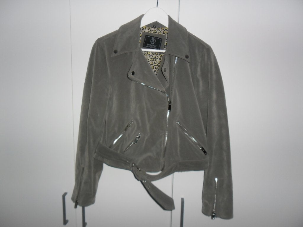 Rino & Pelle Groen/Beige Suede Biker Jasje Maat 38, Maat 38/40 (M), Ophalen of Verzenden, Zo goed als nieuw, Jasje