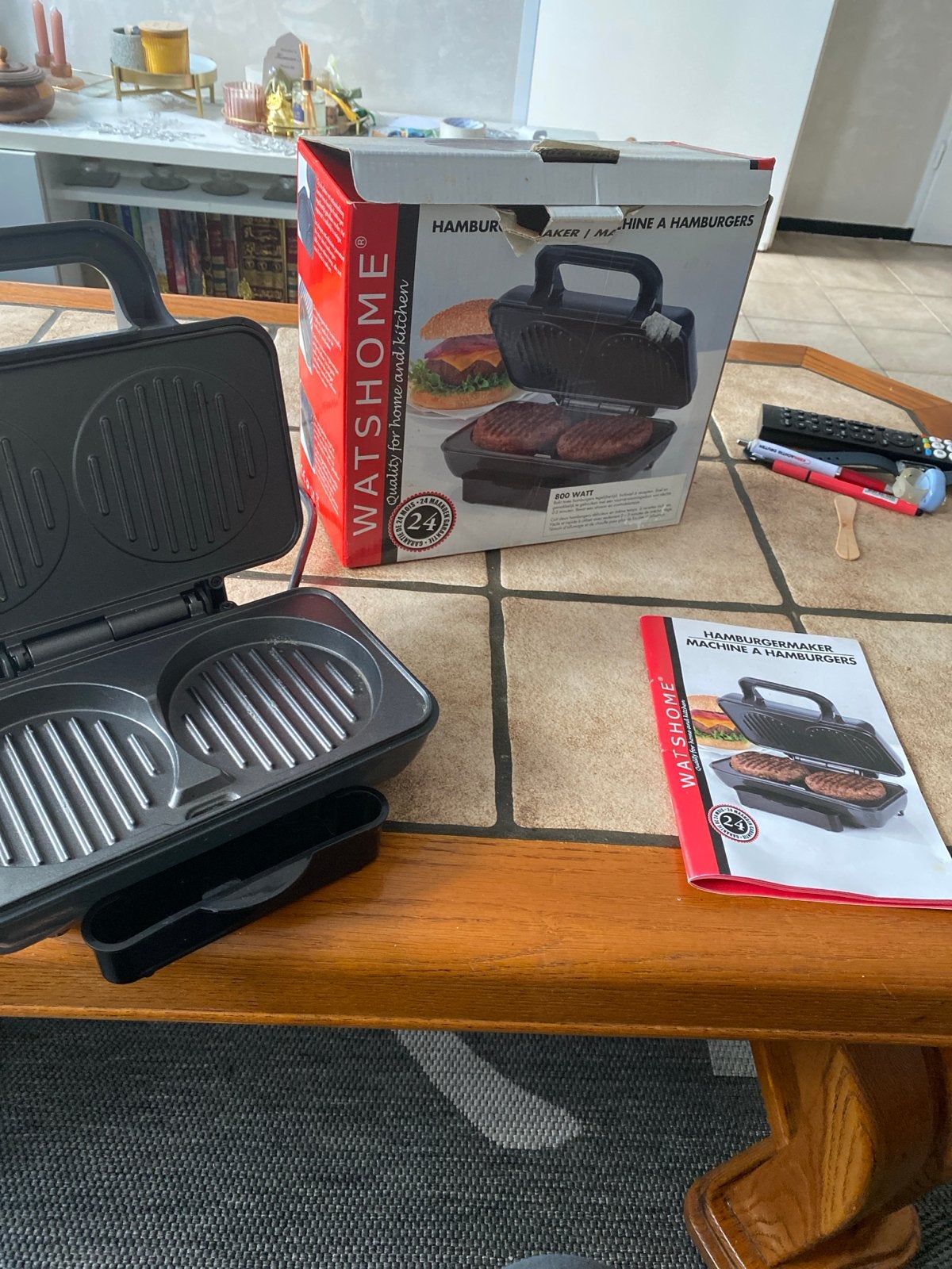 WatsHome Hamburger Maker - Nieuw in doos, Ophalen of Verzenden, Nieuw, Tafelgrill