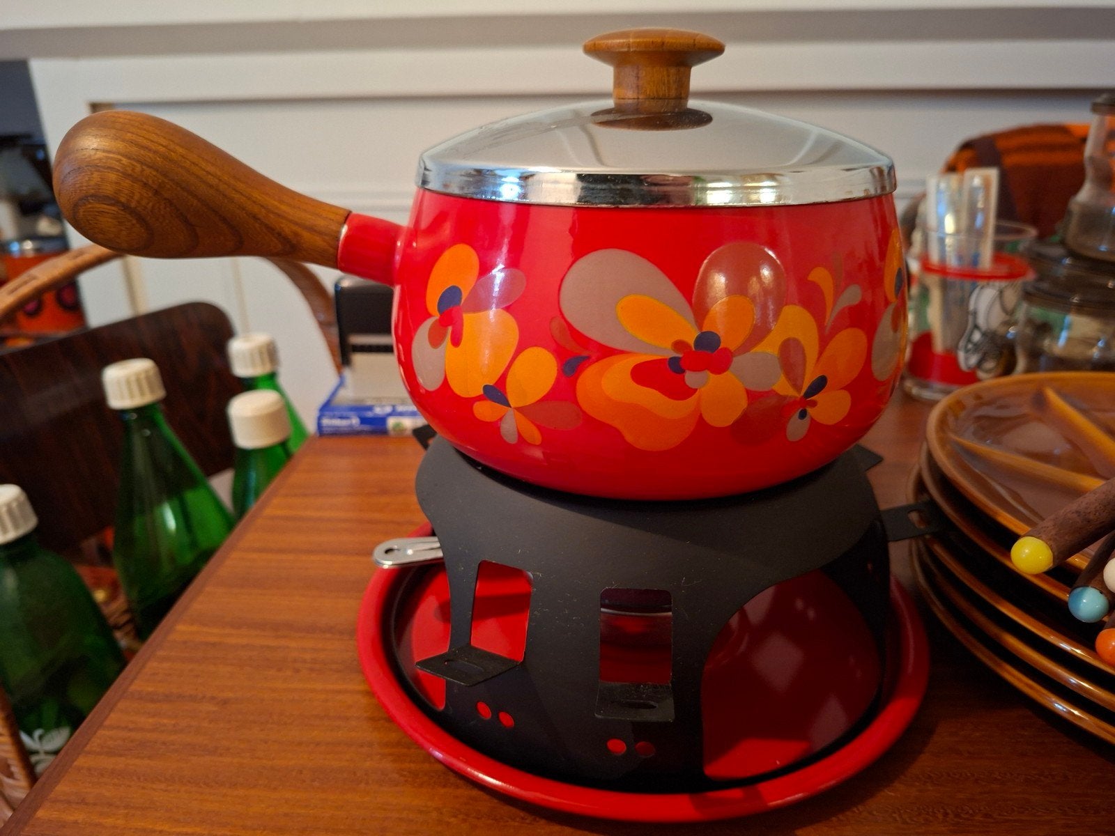 Vintage Brabantia Diana FONDUESET borden en vorken, Witgoed en Apparatuur, Ophalen of Verzenden, Brander, Fondueset