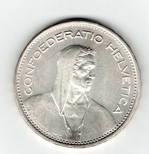 23-2040 Zwitserland 5 franc 1965B, Ophalen of Verzenden, Overige landen, Losse munt, Zilver