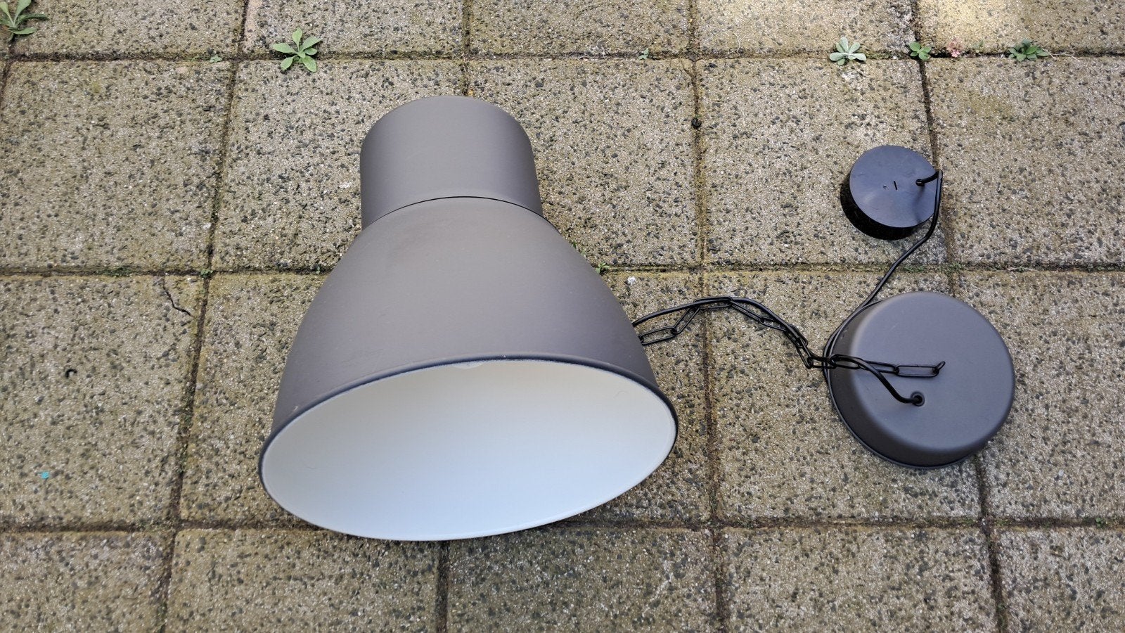 Industriële hanglamp 40x40 cm - Grijs metaal, Gebruikt, Metaal, Industrieel, E27 (groot)