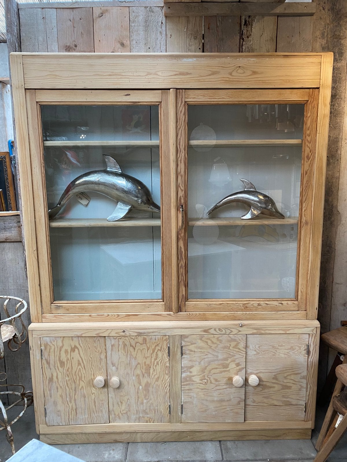 Ondiepe landelijke kast buffetkast vitrinekast, Ophalen, Gebruikt, 100 tot 150 cm, 150 tot 200 cm