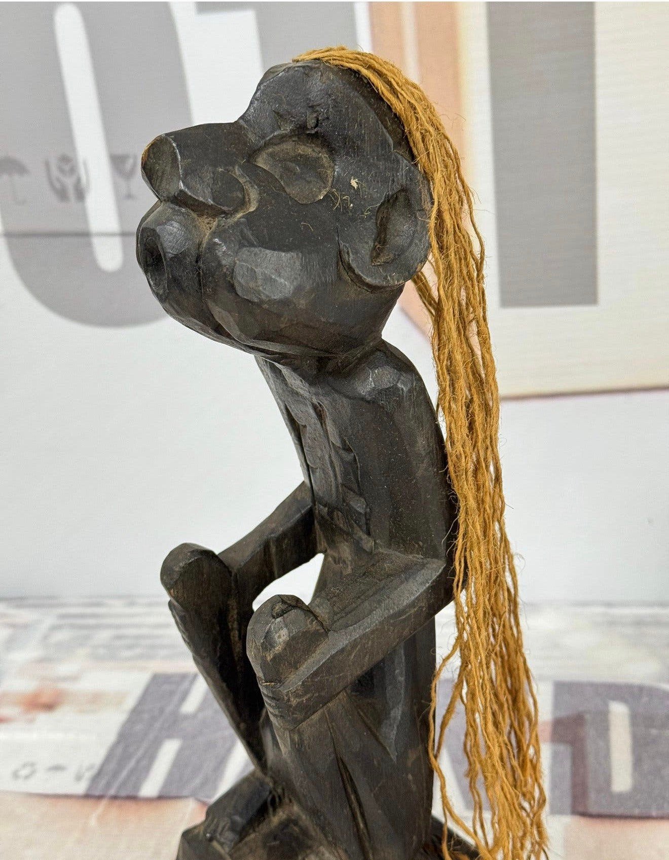 1975 - Afrika africa Senufo handgesneden Hout zittend beeld, Antiek en Kunst, Afrika, Ophalen of Verzenden, Gesneden, Hout