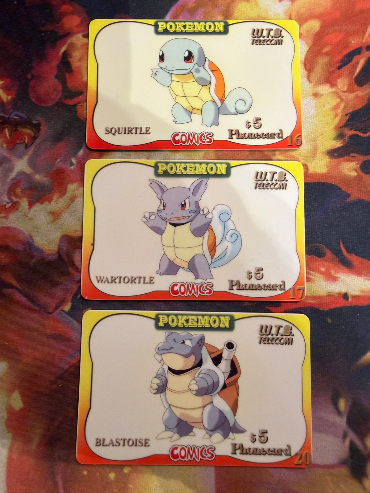 POKEMON telefoonkaarten Squirtle, Wartortle & Blastoise, Verzenden, Gebruikt