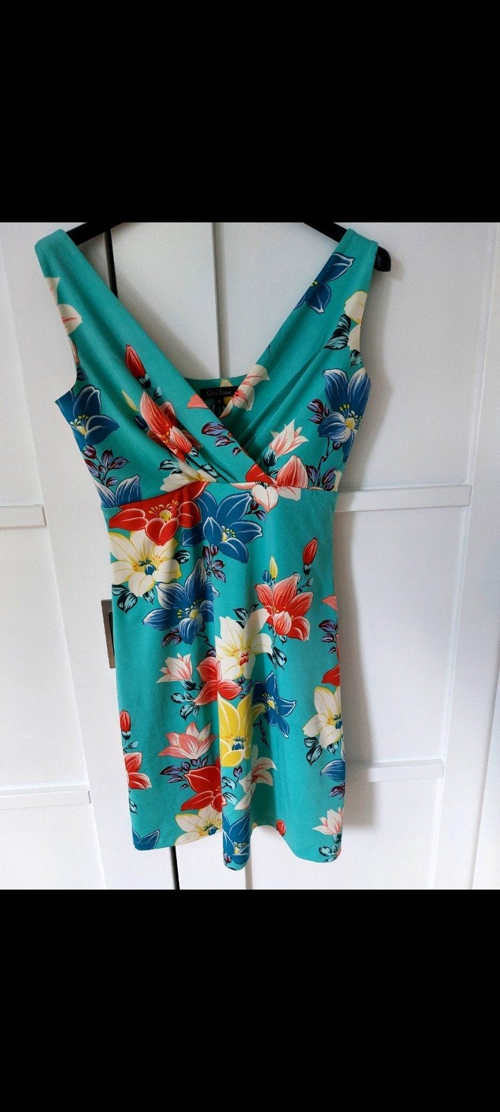 Prachtig mooi turquoise zomerjurkje King Louie maat m, Maat 38/40 (M), Blauw, Ophalen of Verzenden, Zo goed als nieuw