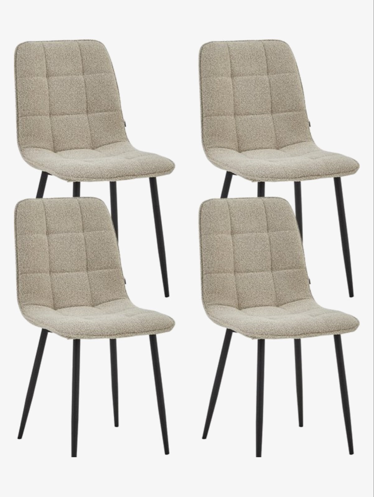 Set van 6 boucle beige eetkamerstoelen, Huis en Inrichting, Stoelen, Ophalen, Overige kleuren, Zo goed als nieuw, Stof
