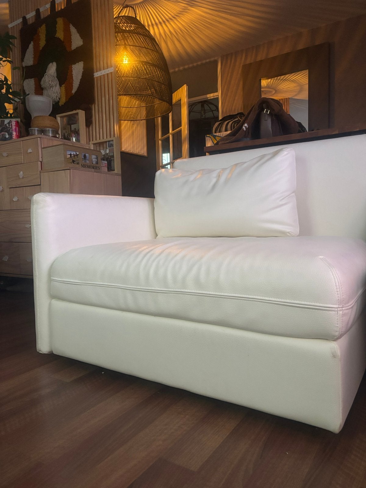 Ikea Vallentuna fauteuil leder bankje zgan, Ophalen, Zo goed als nieuw, 75 tot 100 cm, 50 tot 75 cm