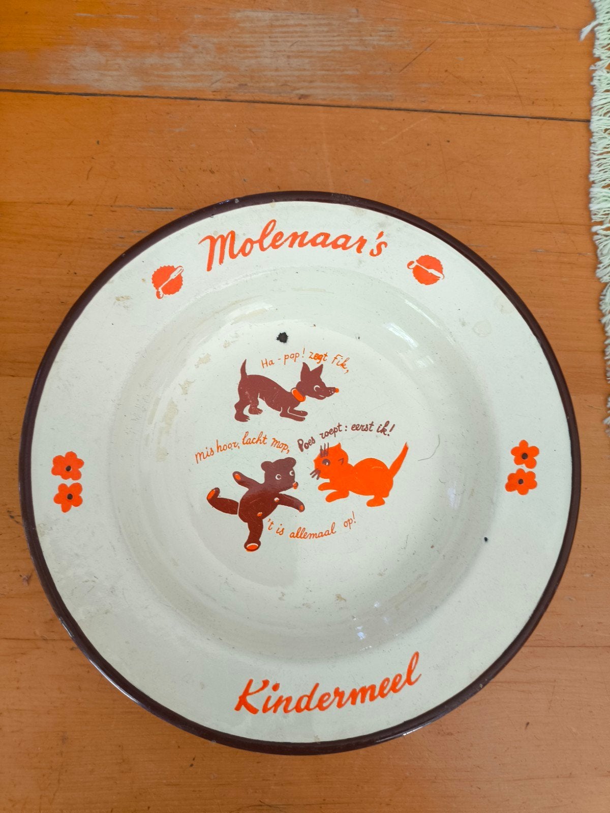 Vintage Molenaar's Kinderpap emaille bord, Antiek en Kunst, Ophalen of Verzenden
