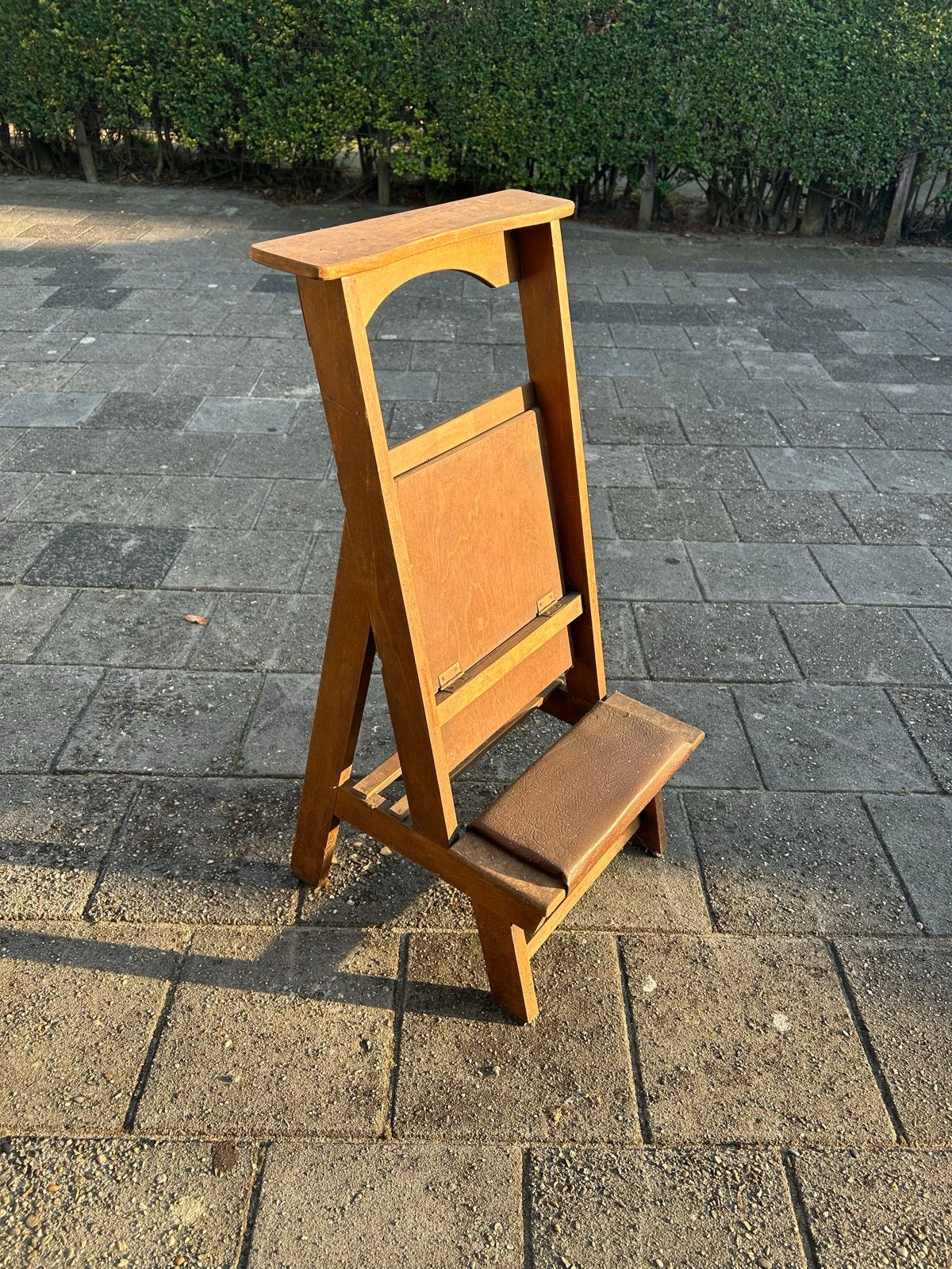 Vintage houten bidstoel / knielbankje, Huis en Inrichting, Ophalen, Gebruikt, Bruin, Eén