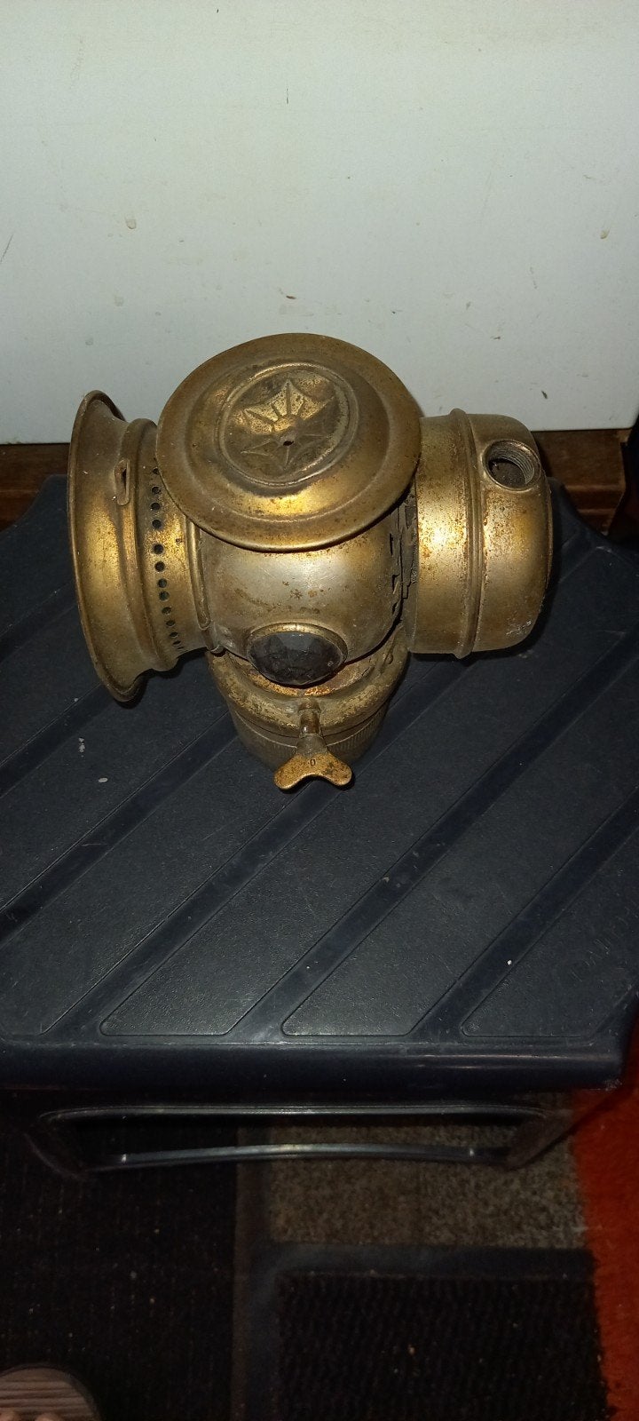 Koperen carbid-/ fietslamp - Vintage, Ophalen of Verzenden