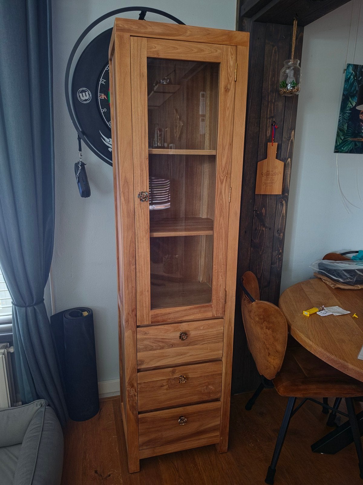 Vitrine kast ( hout ), Ophalen, Met deur(en), 50 tot 100 cm, 150 tot 200 cm