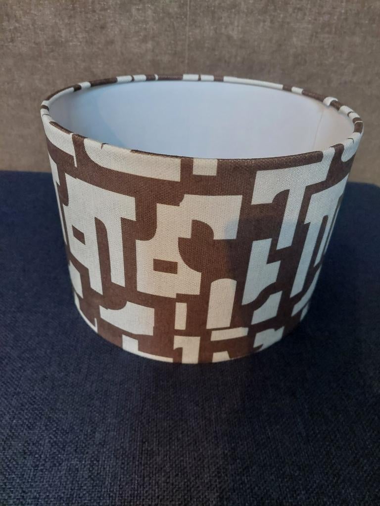 Moderne lampenkap  bruin/creme,  patroon, Rond, Ophalen of Verzenden, Zo goed als nieuw, Bruin