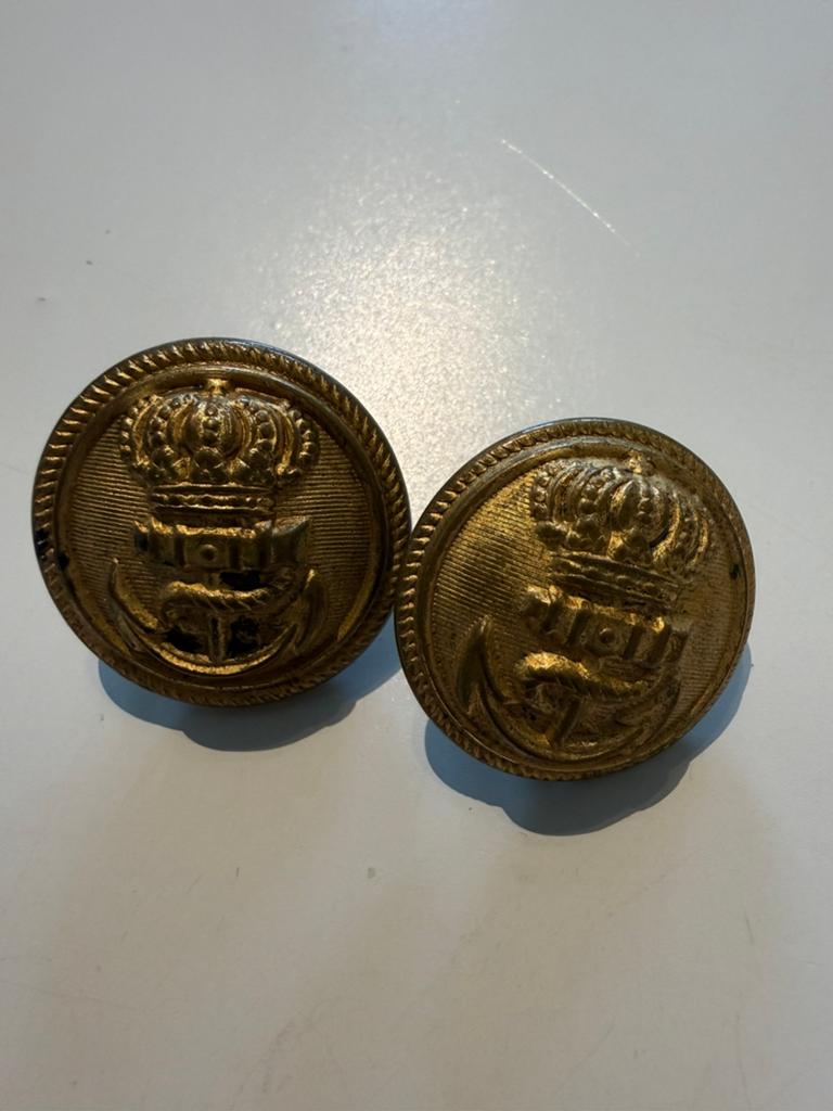 Antieke marine / uniform knopen – kroon en anker – ca. 23 mm, Ophalen of Verzenden