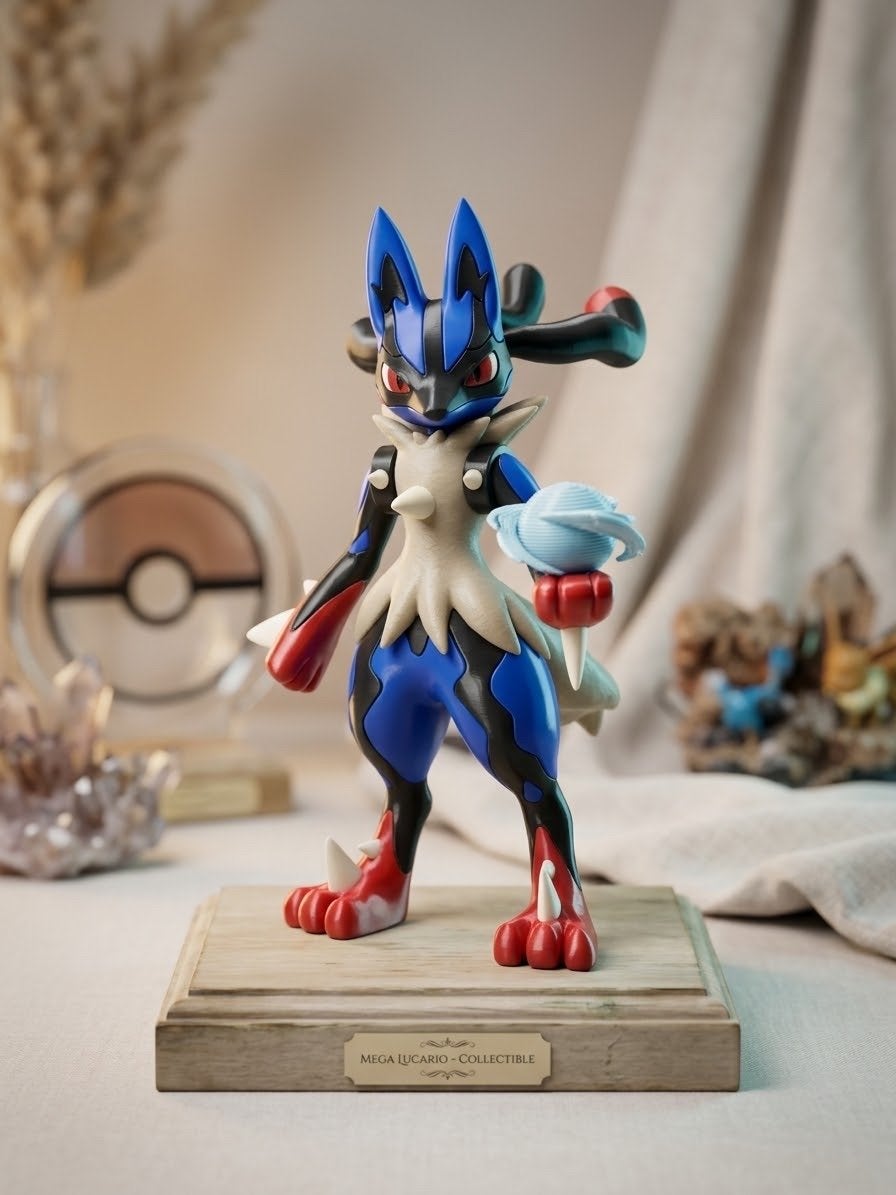 3D Geprinte Mega Lucario Figuur - Uniek Verzamelobject, Verzamelen, Poppetjes en Figuurtjes, Ophalen of Verzenden, Nieuw